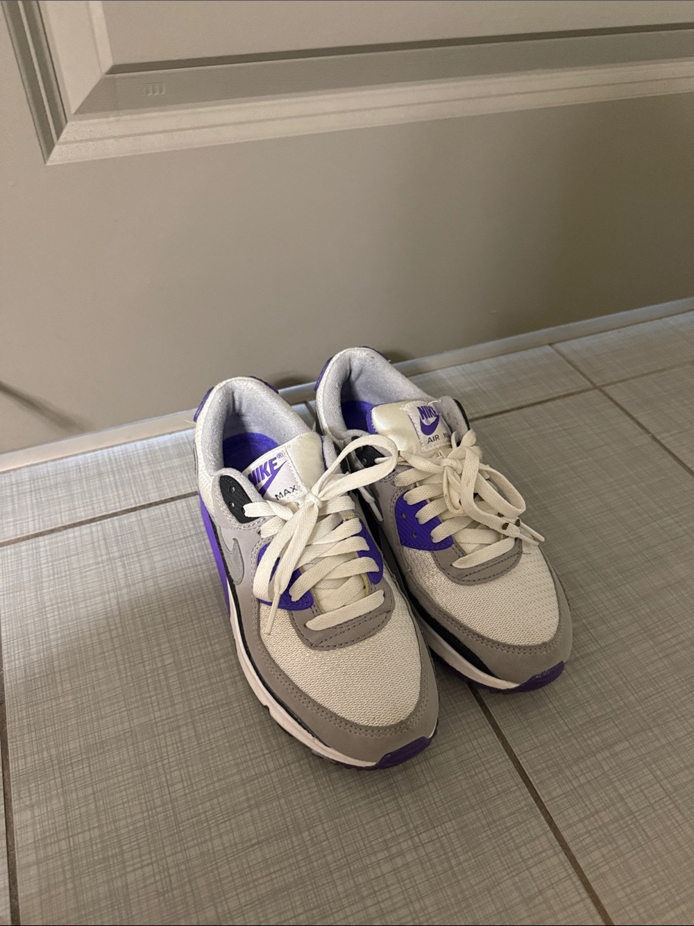 Nike White Gray Purple Airmax Low-Top Sneakers
